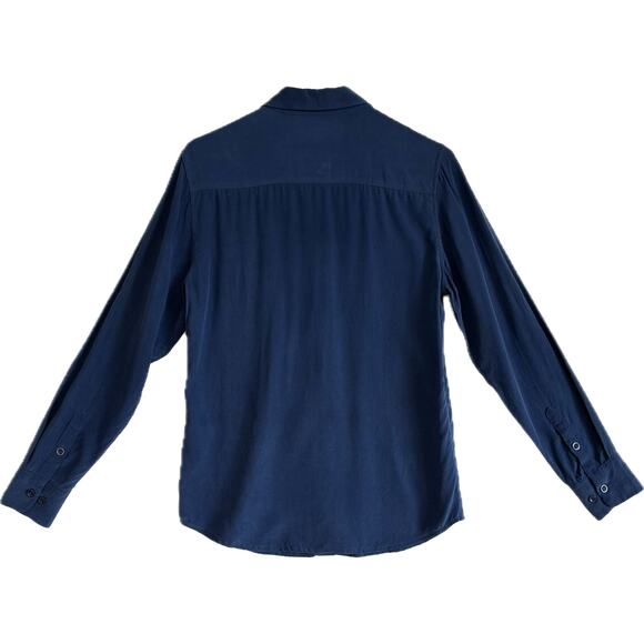 THE FABLE 100% Silk Button Up Shirt Women's Size 8 XS Blue Orchid Top Blouse - Picture 3 of 16